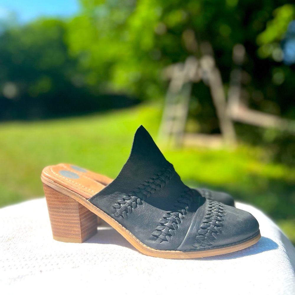 Joie Heeled Leather Mule Black Size 8.5